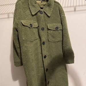 Missguided Long Forest Green Sherpa Jacket